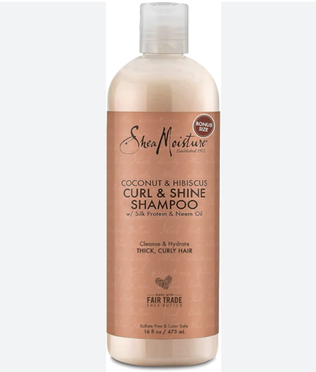 شامبو SheaMoisture Curl and Shine المرطب، بجوز الهند والكركديه 473 ml